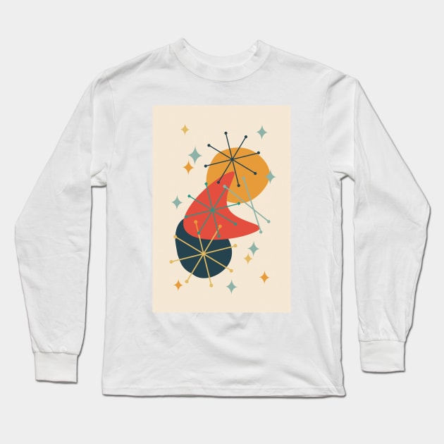 Atomic Age Mid Century Composition III Long Sleeve T-Shirt by tramasdesign